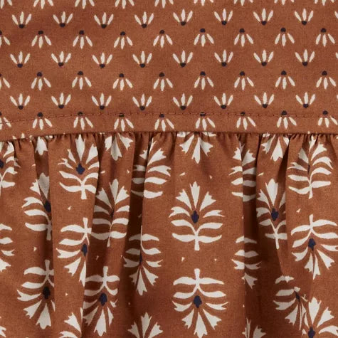 Carter's Set 3 piezas café floreado vestido calzón sombrero - Talla RN - 18m