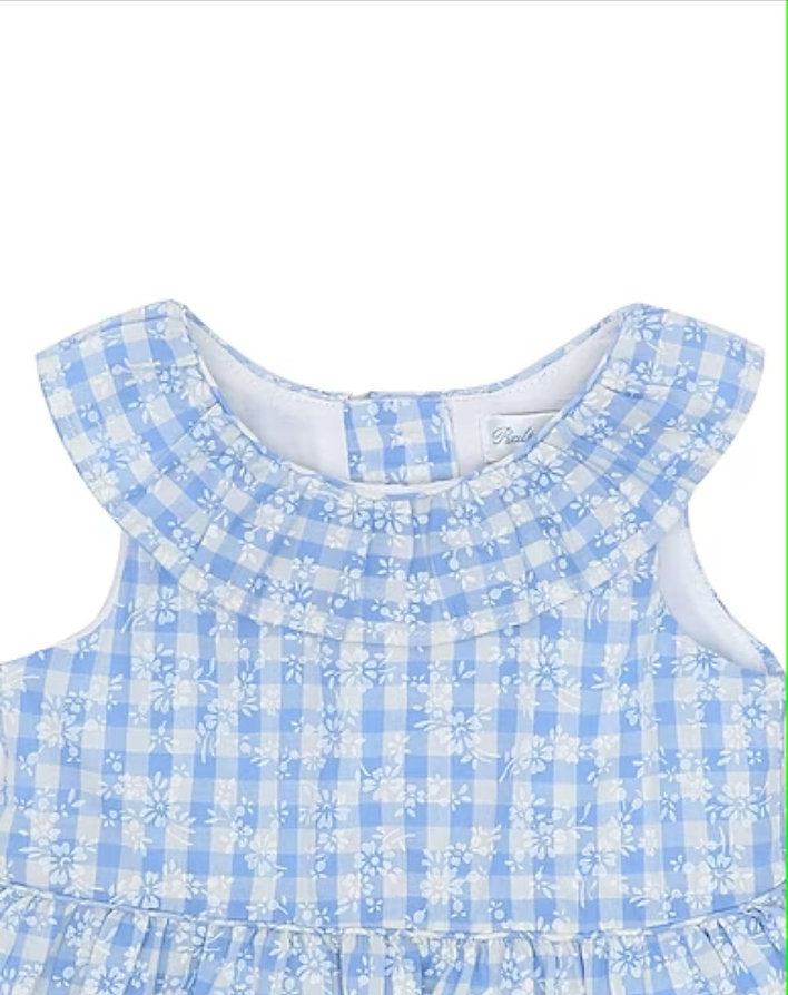 Ralph Lauren vestido celeste flores con calzón - Talla 24 meses