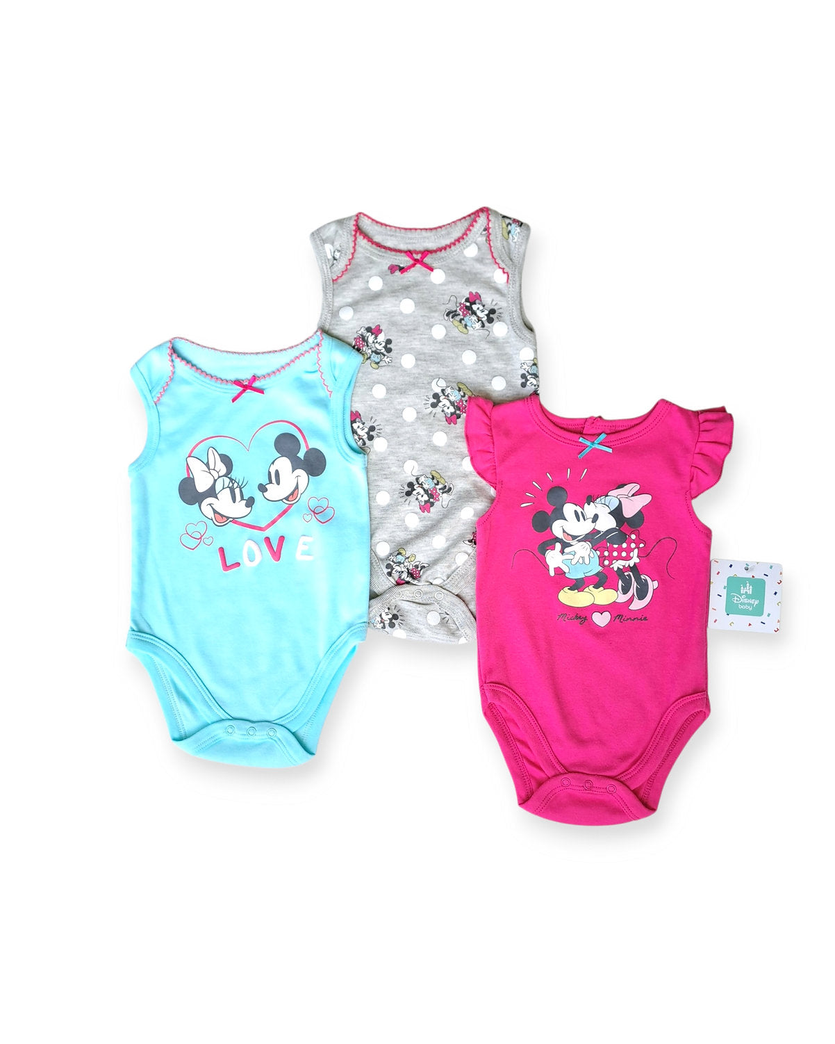 Disney Baby set 3 mamelucos sin manga Minnie - Talla 6a9 meses