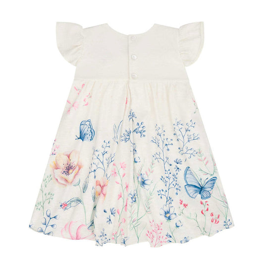 Infanti vestido blanco floreado con diadema - Talla 3a6m