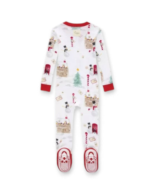 Burt's Bees Baby pijama blanca navidad pie cerrado zipper - Talla 18 meses