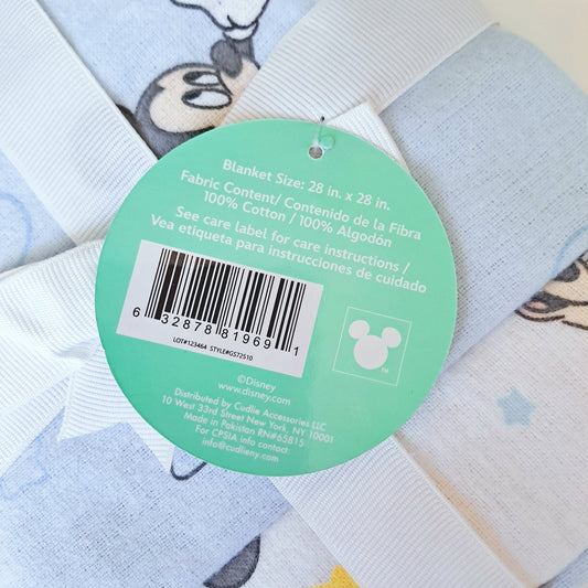 Disney Baby set 4 cobijas multiuso Mickey 28"x28"