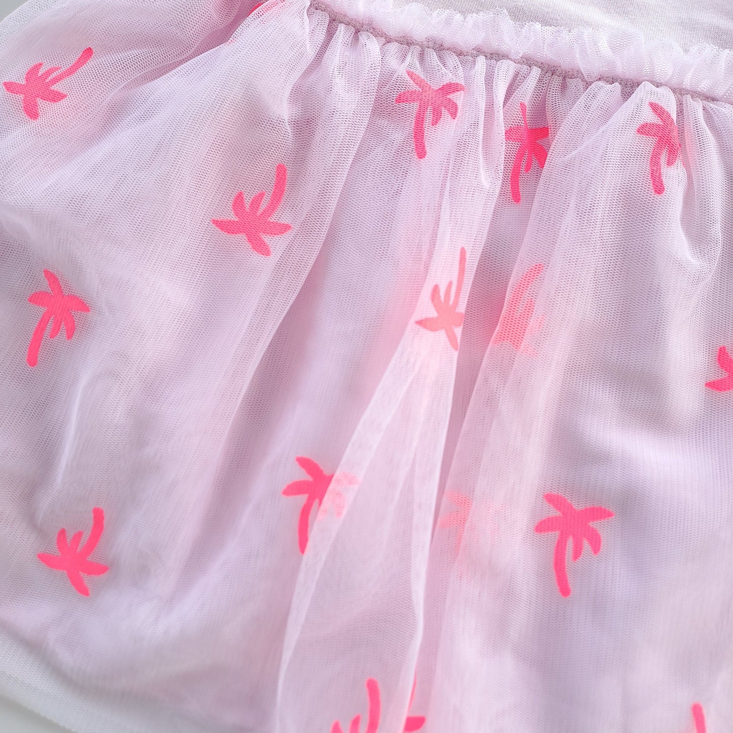 Cat & Jack vestido rosa tul palmeras con calzón - Talla 12m 18m