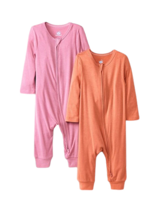 Cloud Island set 2 pijamas doble zipper pie abierto tela modal - Talla 0a3m 12m