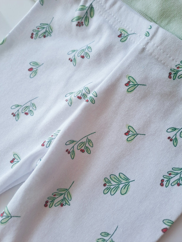 Lila & Jack conjunto legging y abrigo verde flores - Talla 9a12 meses