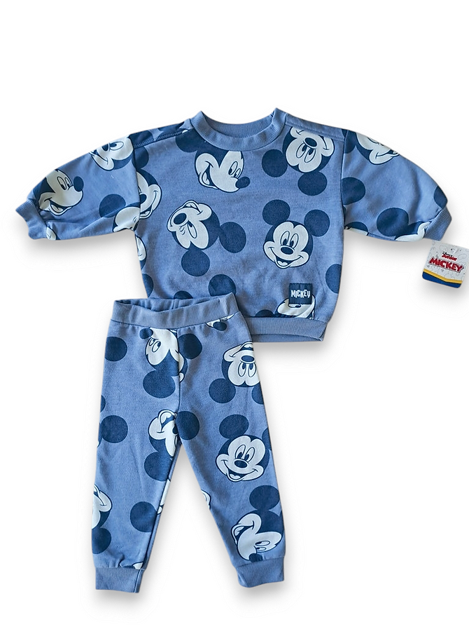 Mickey conjunto azul pantalon sueter manga larga - 12 meses