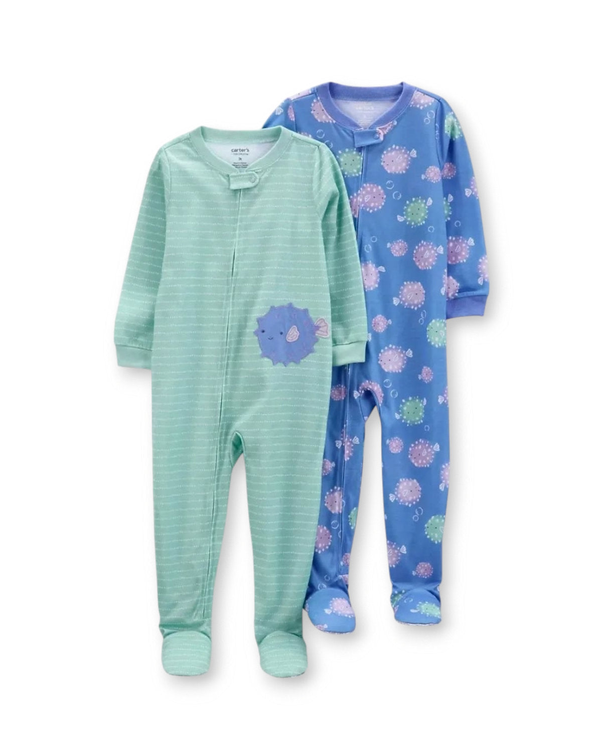 Carter's Set 2 pijamas pie cerrado doble zipper - Talla 2T