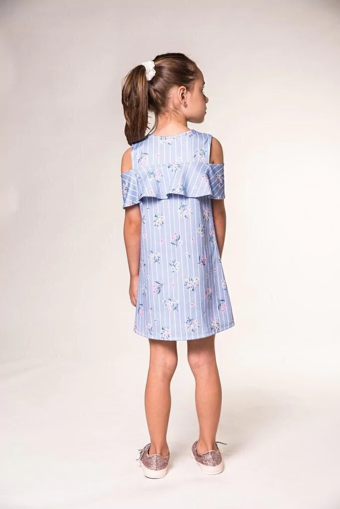 Infanti vestido flores rayas - Talla 2T 4T