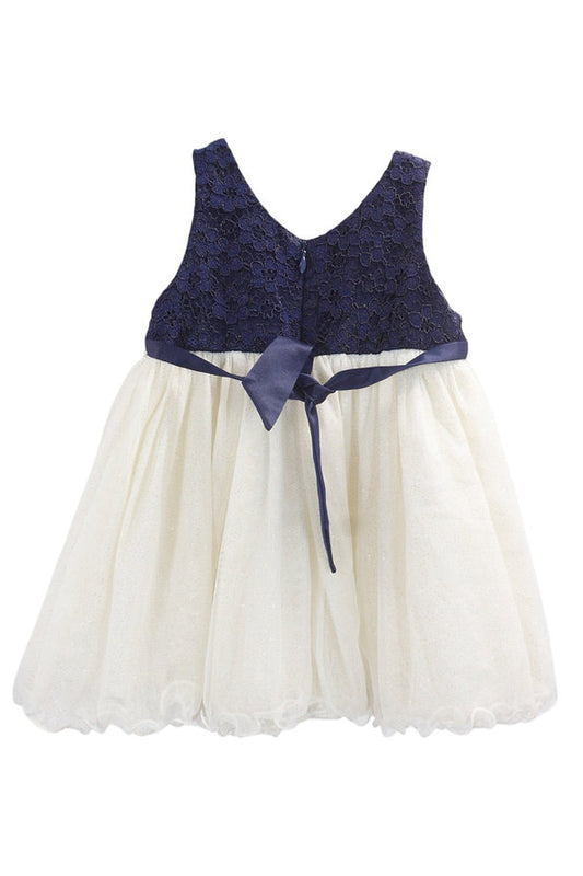 American Princess vestido formal azul blanco con calzón - Talla 24 meses
