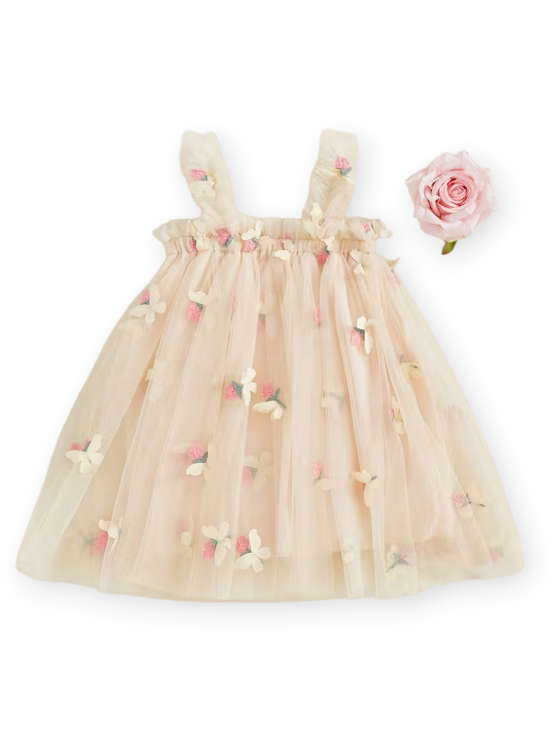 Vestido tiras tul mariposas - Talla 3/4