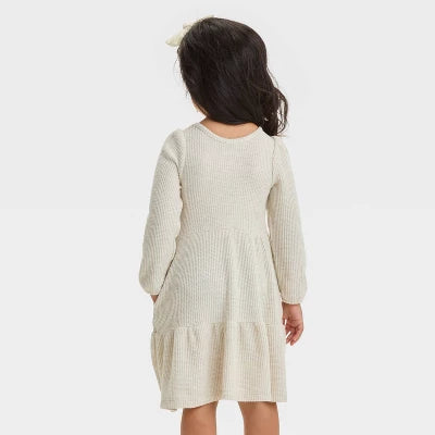 Cat & Jack vestido color hueso manga larga - Talla 4/5