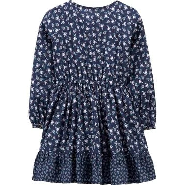 Carters vestido azul manga larga flores - Talla 4T