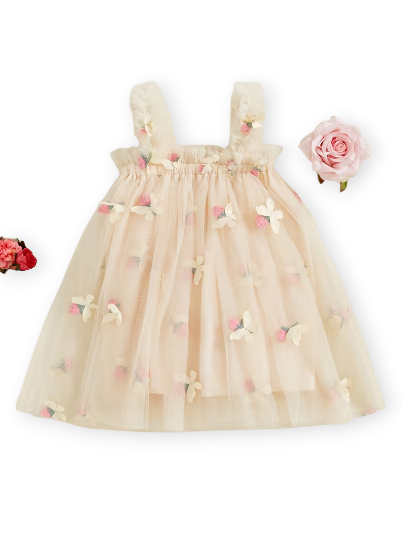 Vestido tiras tul mariposas - Talla 3/4