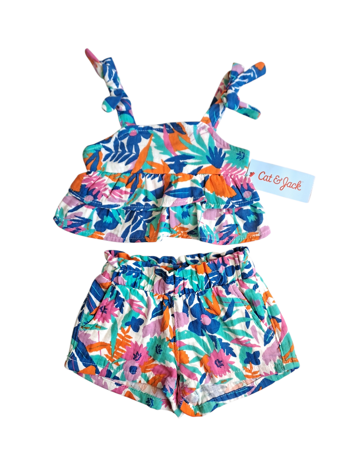 Cat & Jack conjunto 2 piezas short blusa floreado - Talla 12 meses