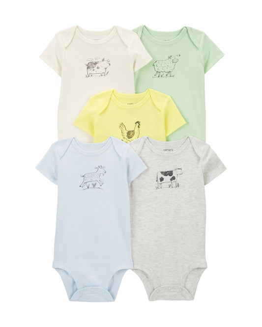 Carter's Set 5 mamelucos granja unisex - Talla 18m 24m