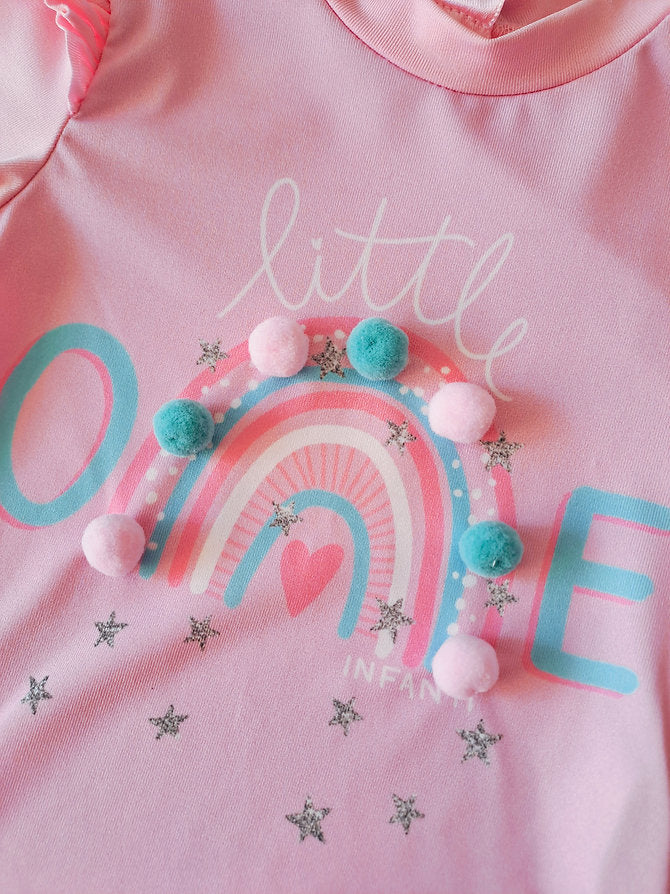 Infanti traje de baño rosa 2 piezas - Talla 6a9m