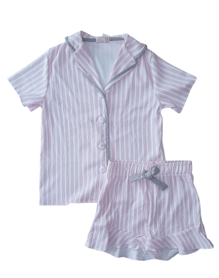 Infanti conjunto pijama rosa rayas - Talla 6