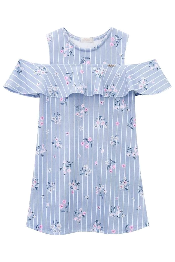 Infanti vestido flores rayas - Talla 2T 4T
