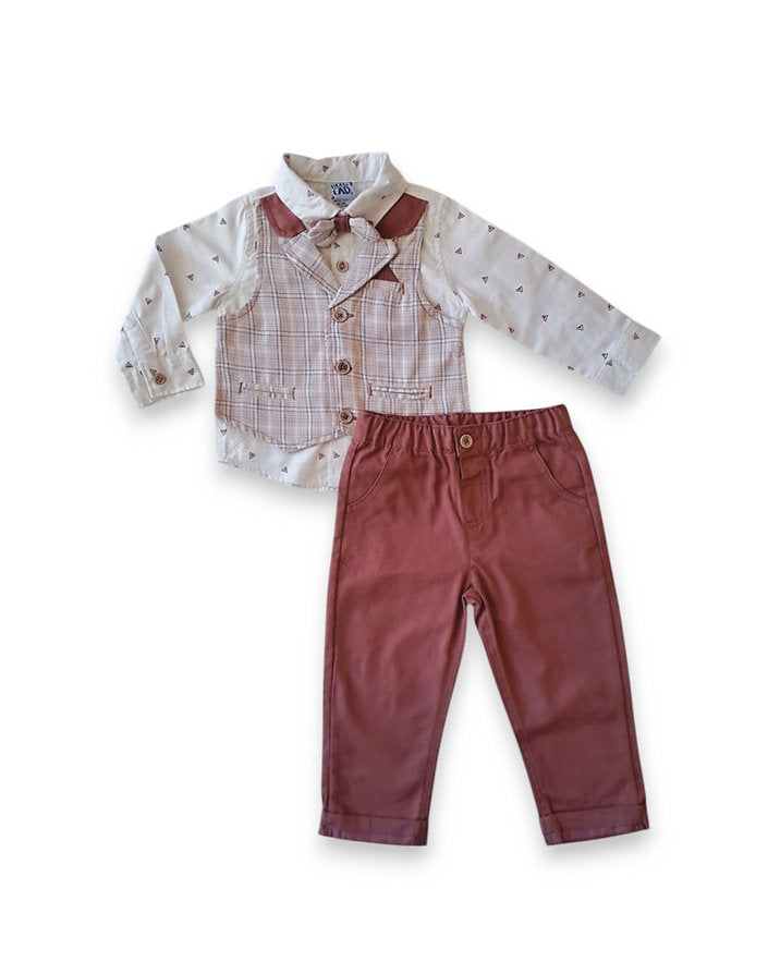 Little Lad conjunto pantalon camisa chaleco y  corbatin -  Talla 18 meses