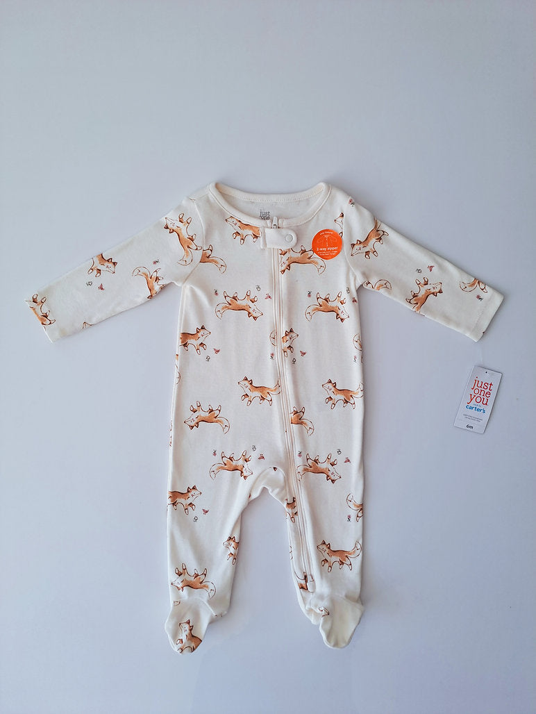 Carters set 2 pijamas verde floreado zorrillo - Talla 6 meses