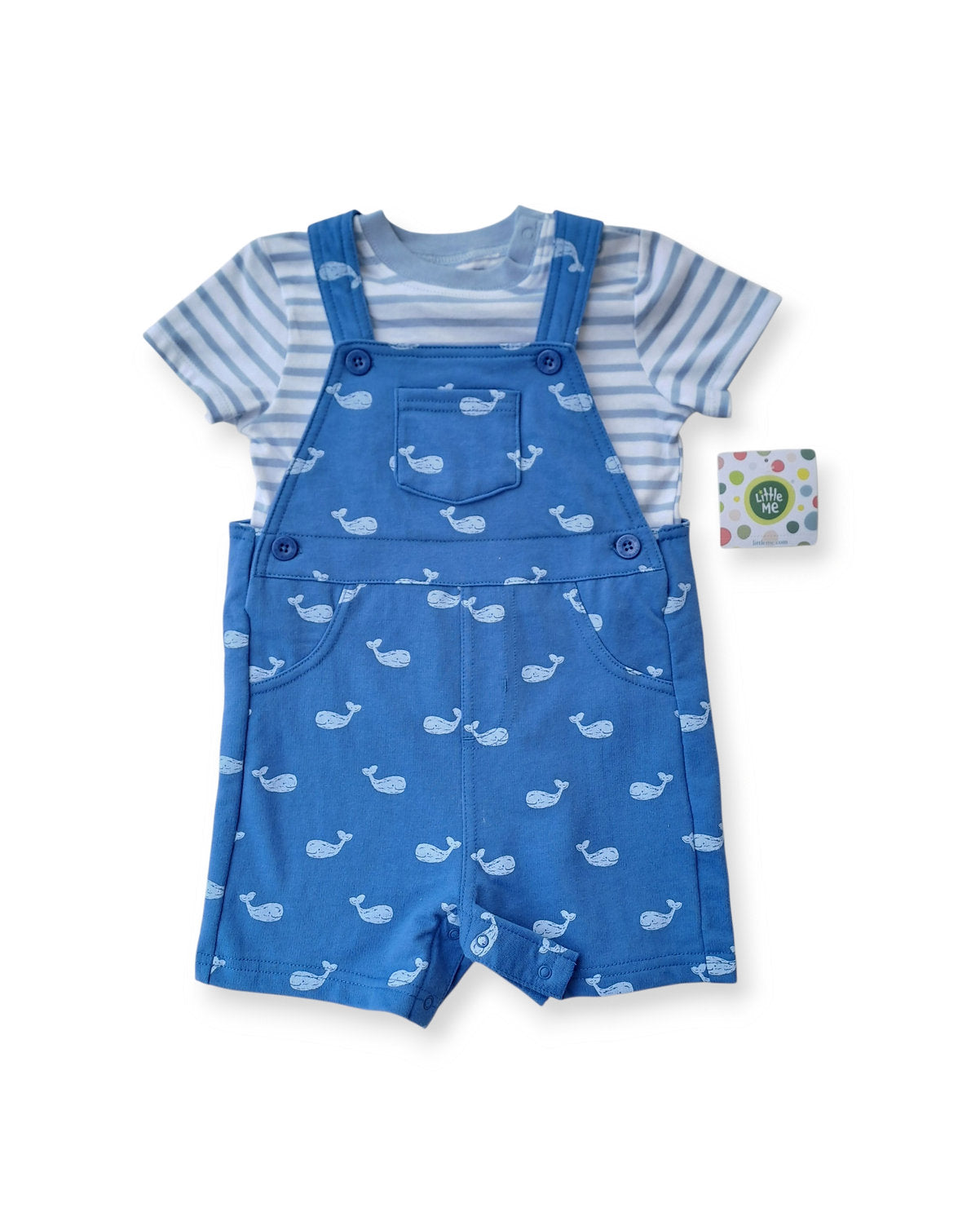 Little Lad overall azul ballena y camiseta rayas - Talla 24 meses