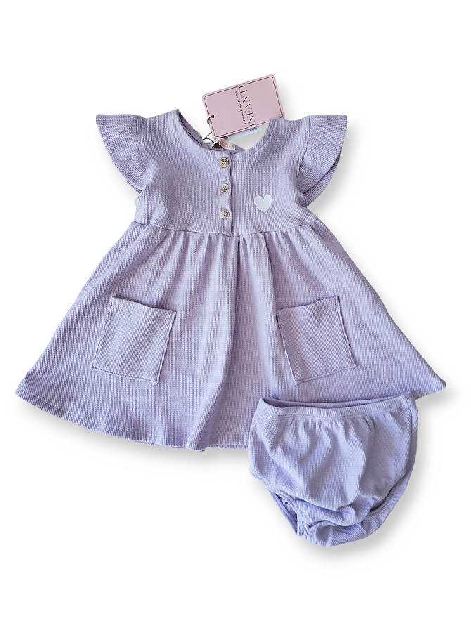 Infanti vestido lila corazon con calzon - Talla 9a12m