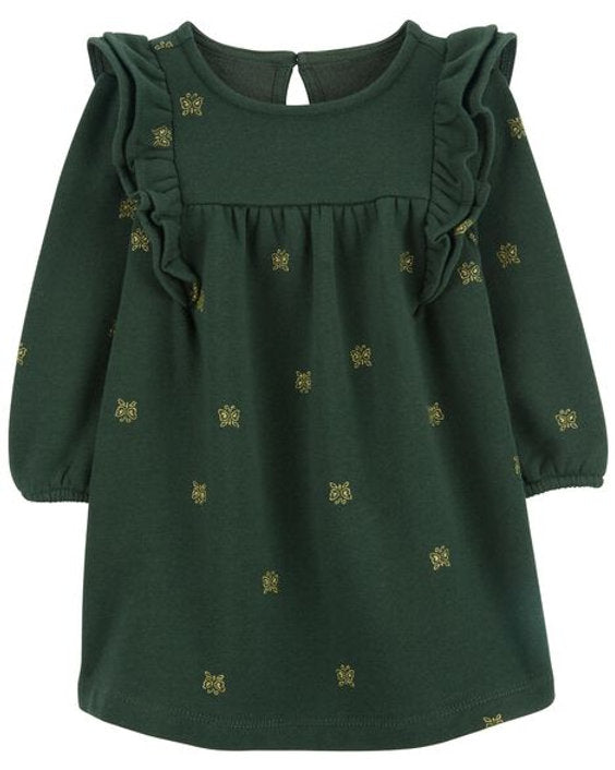 Carters Vestido verde mariposas con calzón - Talla 18 meses