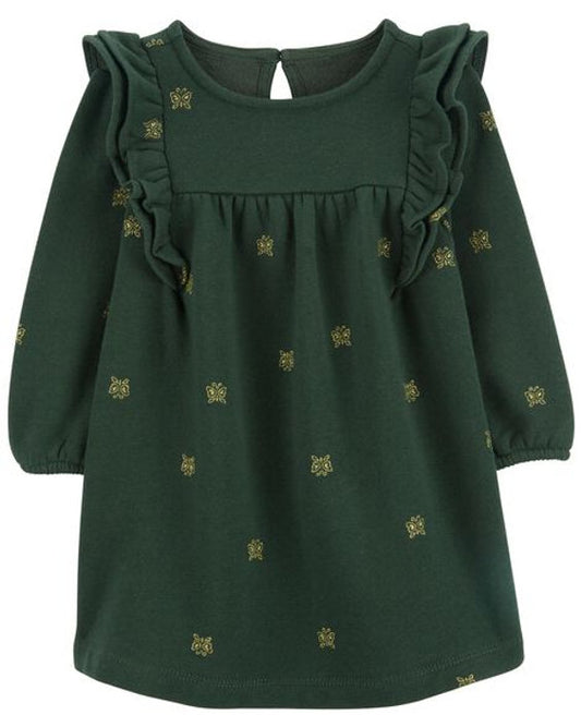 Carters Vestido verde mariposas con calzón - Talla 18 meses