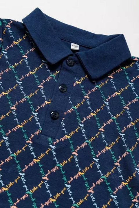 Little Gent conjunto short salmon y polo azul - Talla 18a24m 2-3