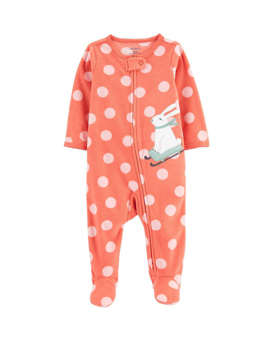 Carters pijama rosa conejito tela polar - Talla 3m