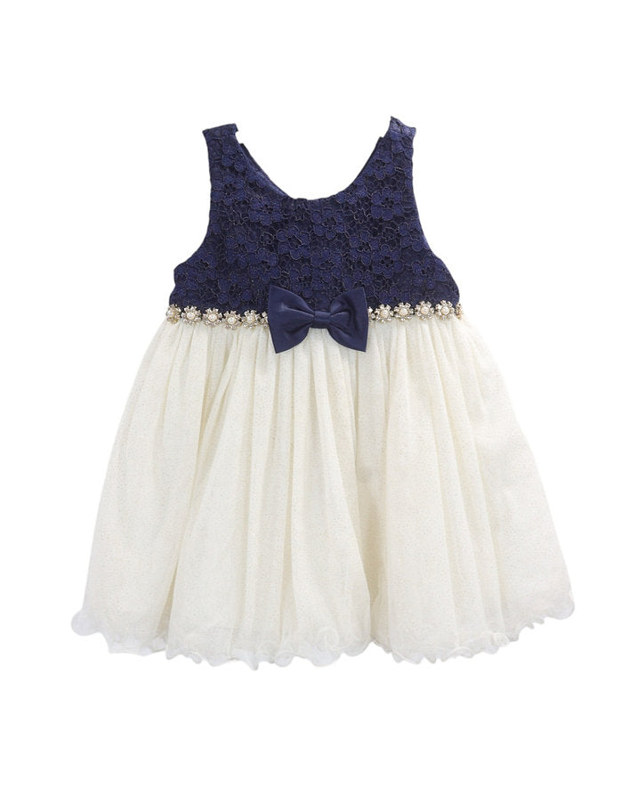 American Princess vestido formal azul blanco con calzón - Talla 24 meses