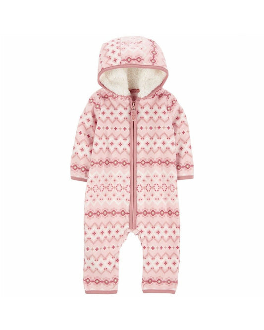 Carter's jumpsuit rosa tela polar con capucha - Talla 24 meses