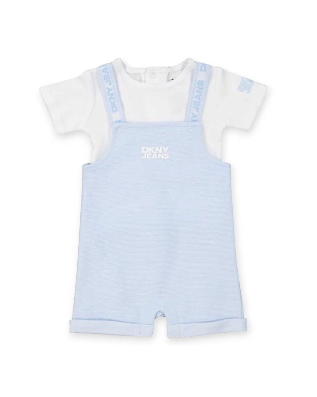 DKNY overall celeste y camiseta blanca - Talla 12a18 meses