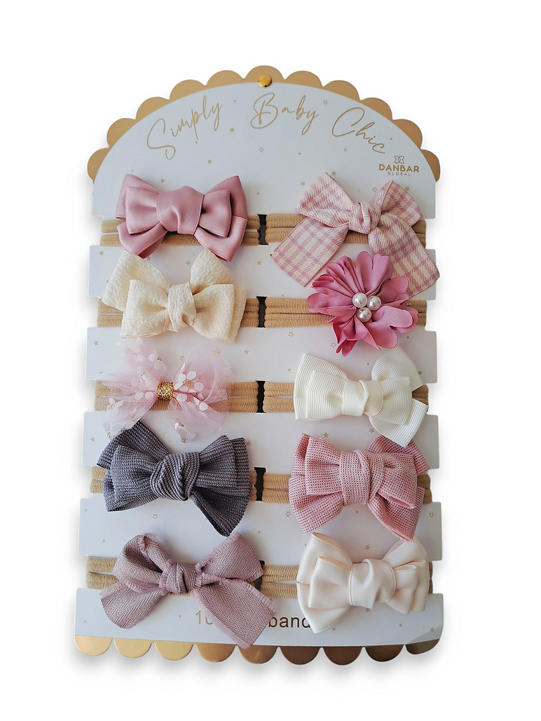 Danbar Set 10 diademas pequeñas rosa blanco lila gris perlas colores pasteles