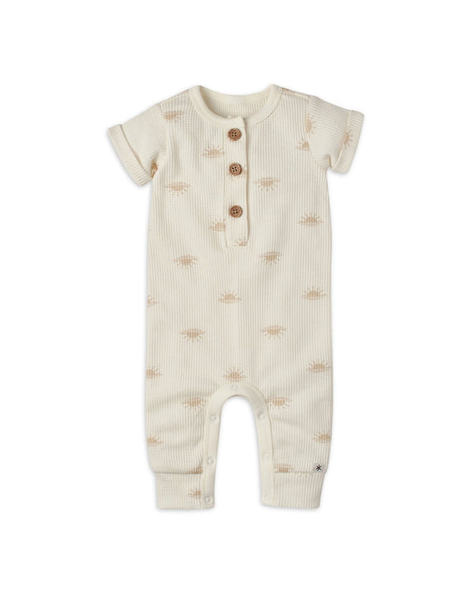 Gerber romper beige botones manga corta unisex - Talla 18 meses