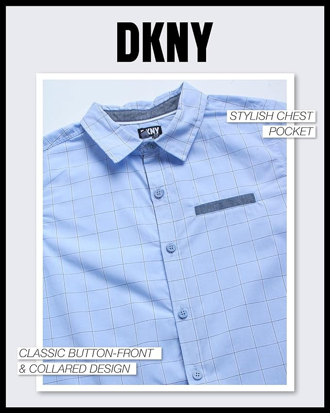 DKNY conjunto pantalon verde camisa manga larga celeste - Talla 2T