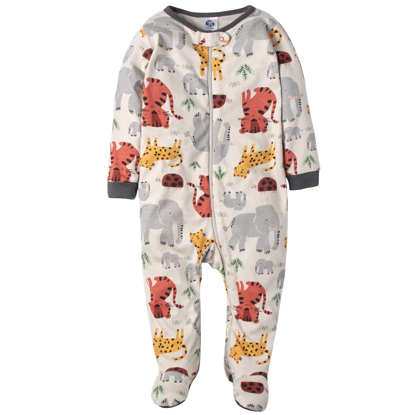 Gerber set 3 pijamas pie cerrado zipper safari - Talla 0a3 meses
