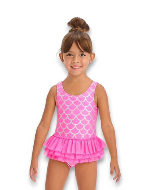 Cat & Jack traje de baño sirena 1 pieza tul fucsia - Talla 2T