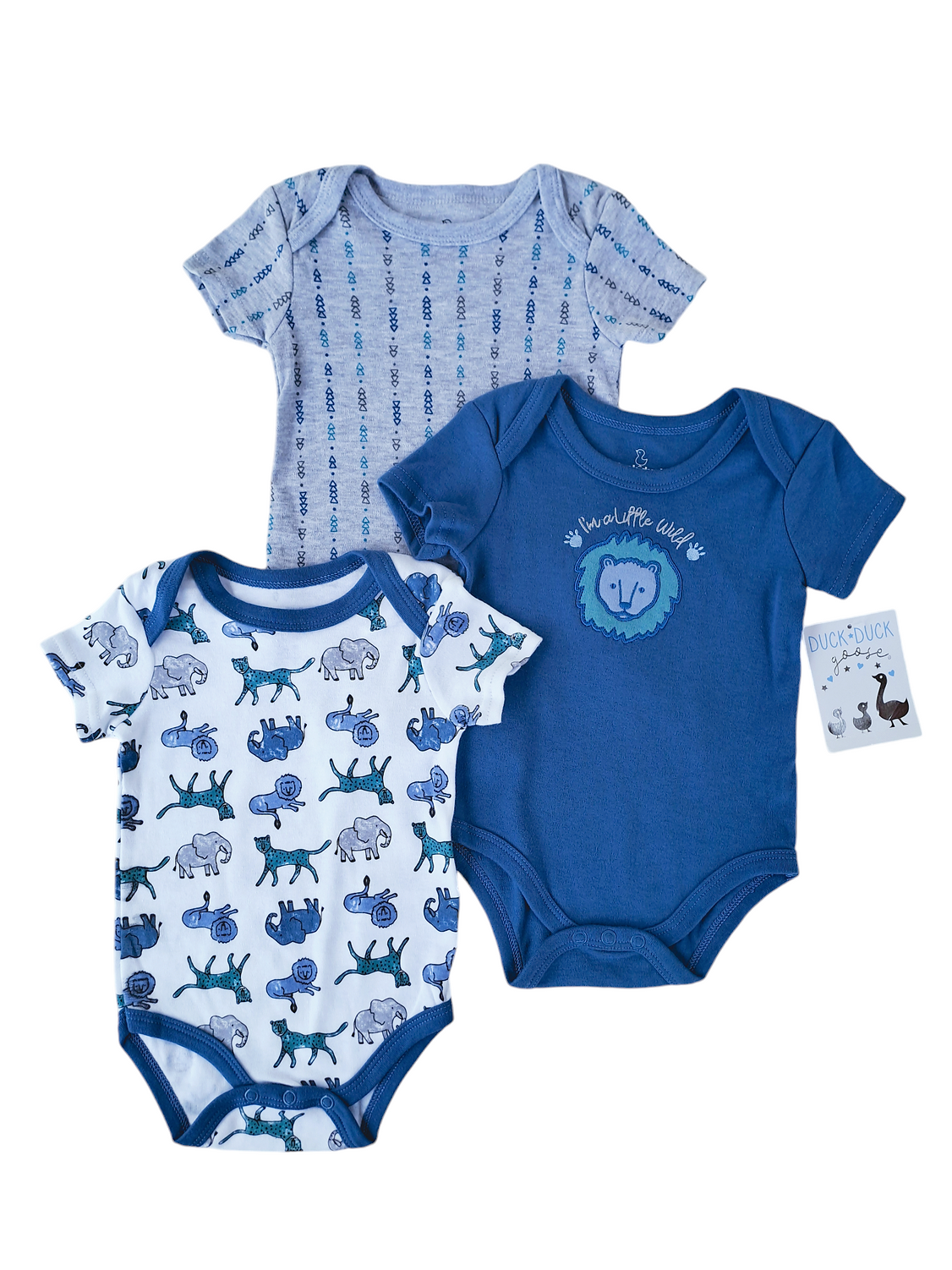 Duck Duck Goose set 3 mamelucos león - Talla 6a9 meses