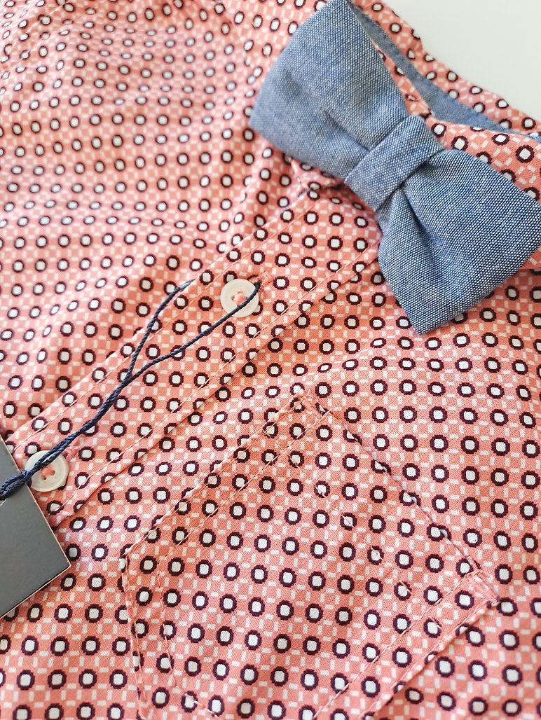 Ben Sherman conjunto pantalon beige camisa manga corta corbatin  Talla 12m