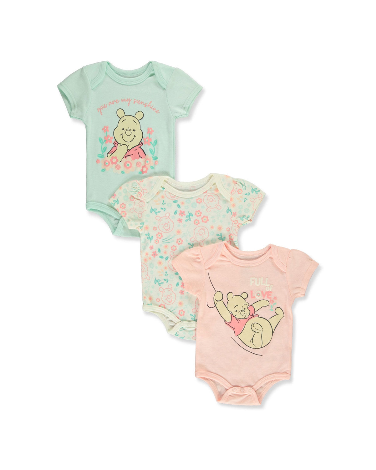 Disney Baby set 3 mamelucos manga corta Winnie Pooh - Talla 3a6 meses