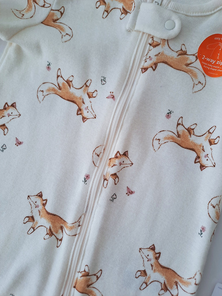 Carters set 2 pijamas verde floreado zorrillo - Talla 6 meses