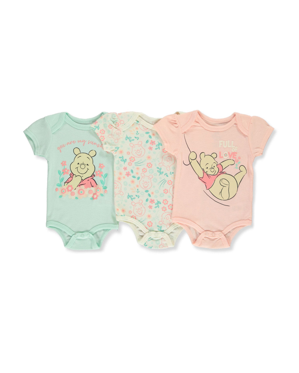 Disney Baby set 3 mamelucos manga corta Winnie Pooh - Talla 3a6 meses
