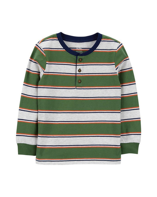 Carters sueter manga larga rayas gris verde - Talla 5T