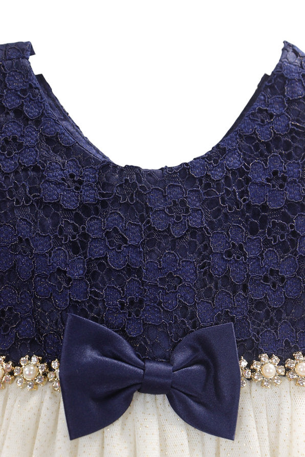 American Princess vestido formal azul blanco con calzón - Talla 24 meses