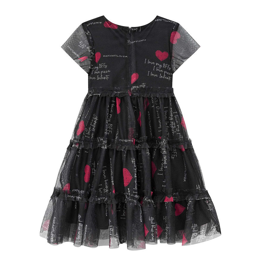 Infanti vestido negro corazones  - Talla 2T