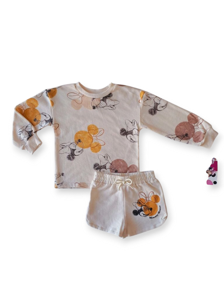 Minnie conjunto short y sueter manga larga - Talla 4T