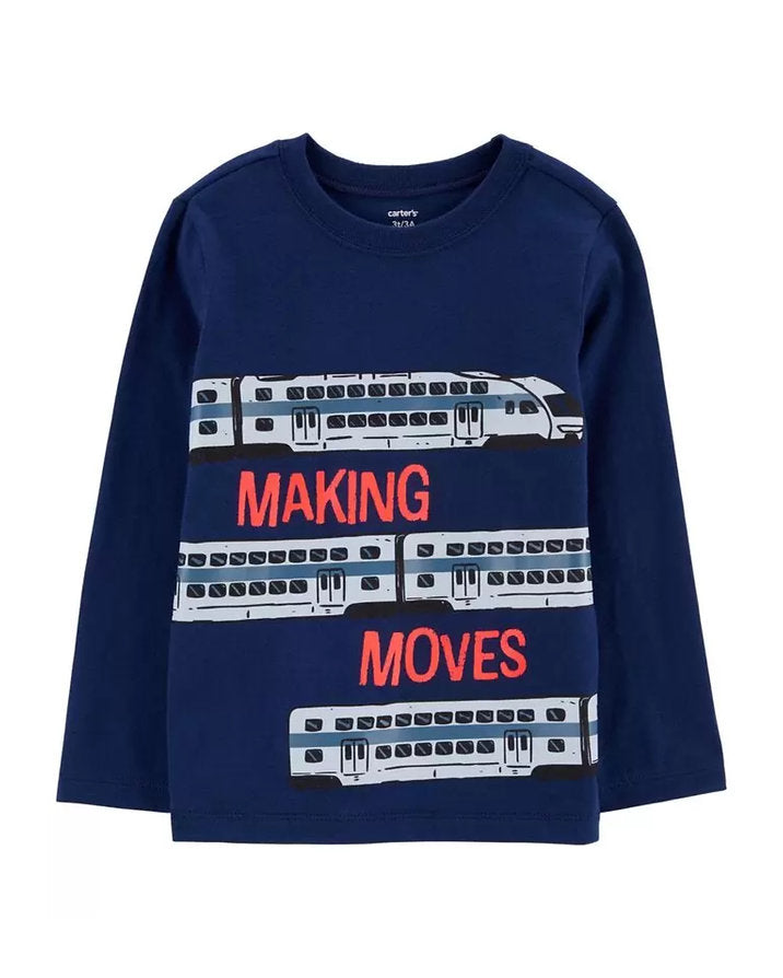Carters surter azul manga larga tren - Talla 3T