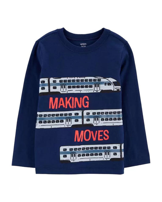 Carters surter azul manga larga tren - Talla 3T