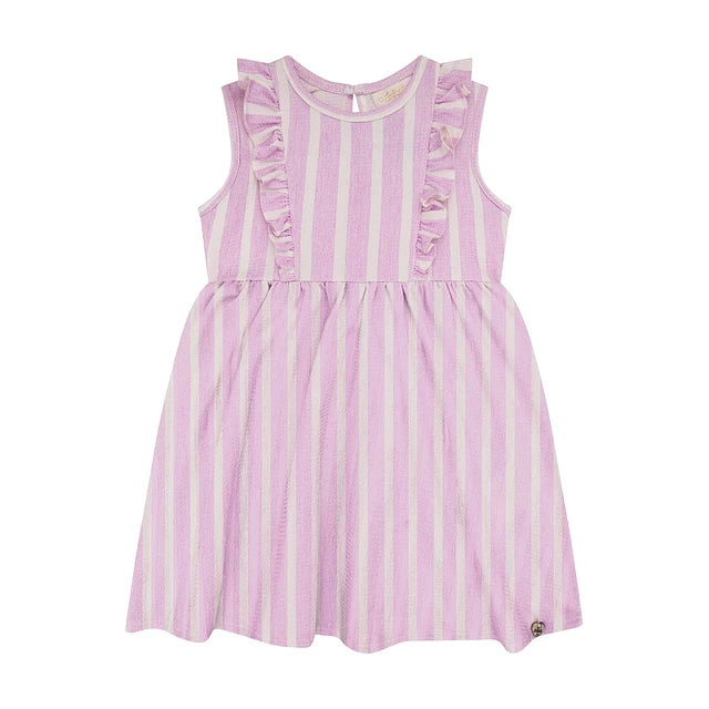 Infanti vestido lila rayas con calzon - Tallas 3a6m